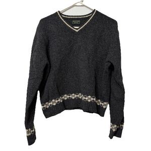 Vintage Abercrombie& Fitch Wool Argyle Preppy Gray V-Neck Sweater L/XL